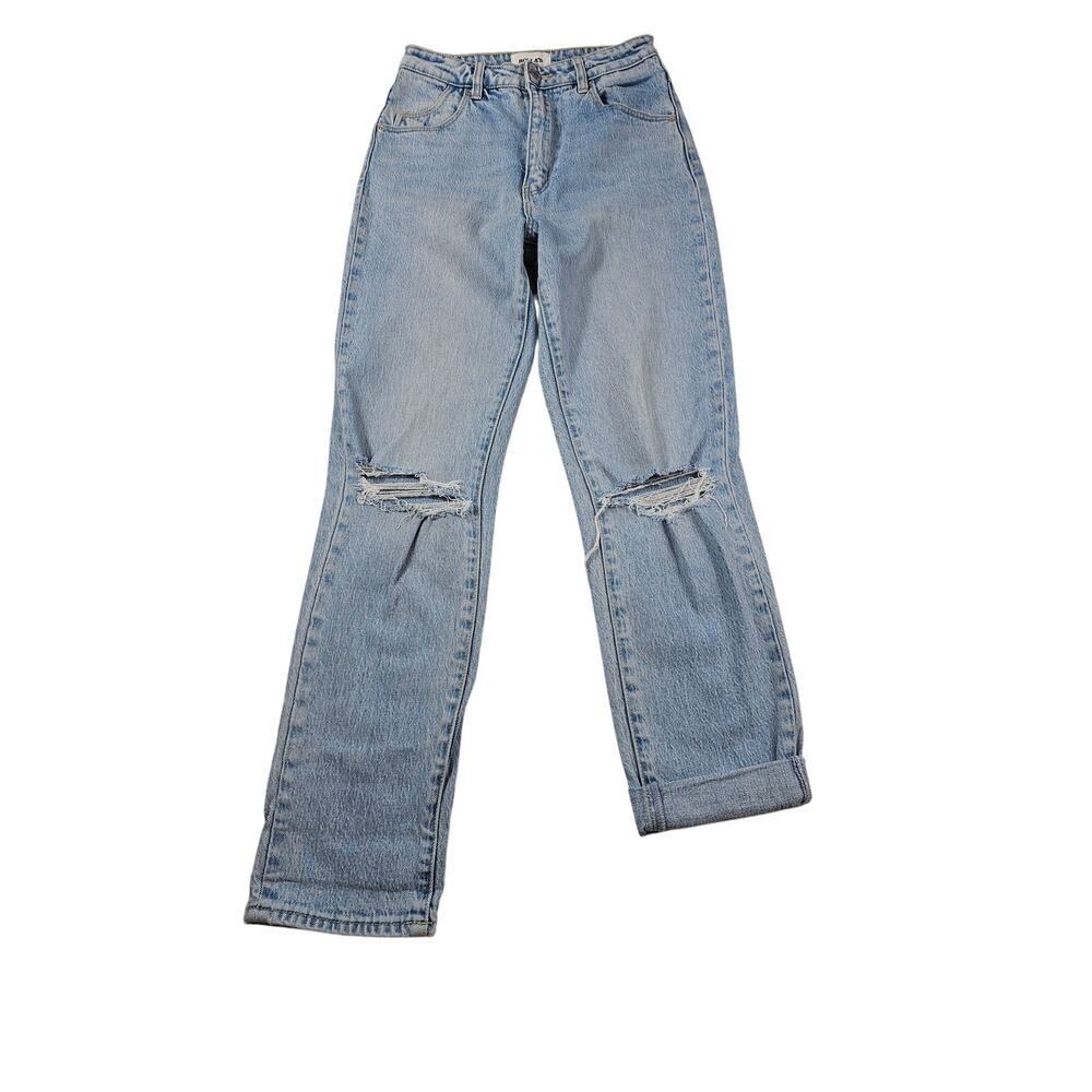 Rollas dusters high rise slim distressed jeans light ankle casual comfort sz 26